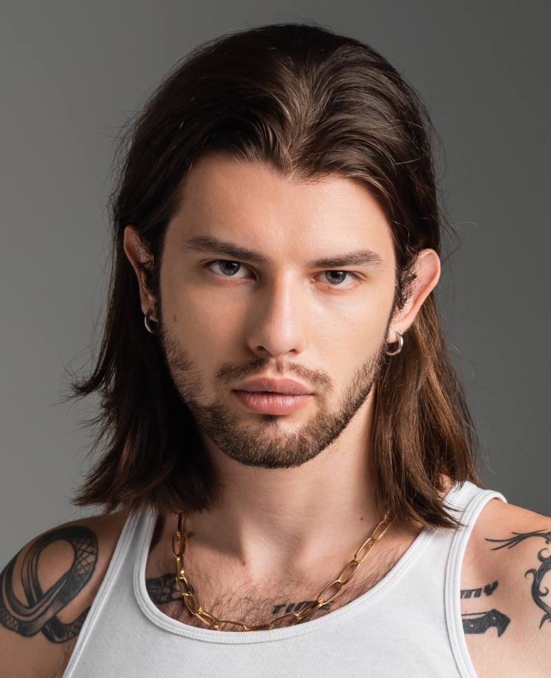 Long Hair Pulled Back Man Long Hair Pulled Back Man