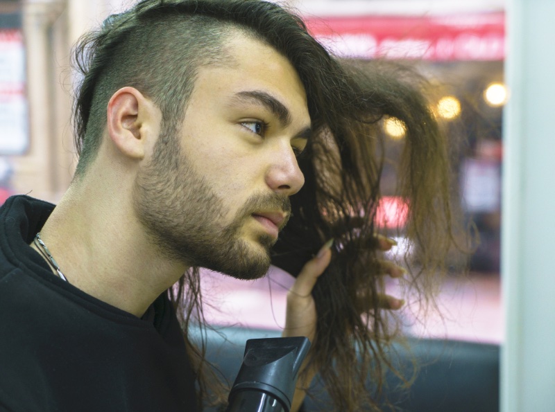 Long Hair with an Undercut Man Long Hair with an Undercut Man