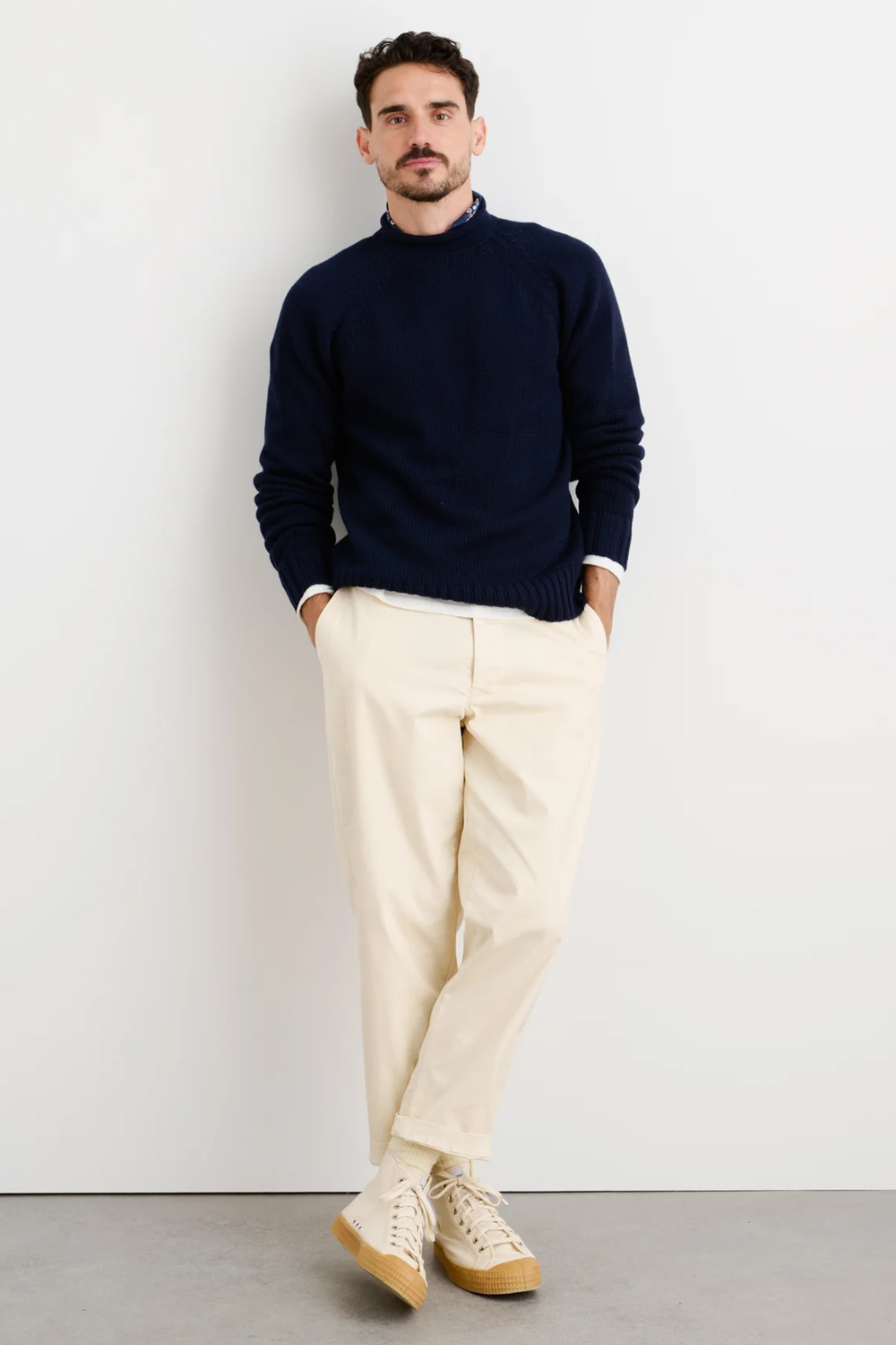 Navy and cream outfit for men
