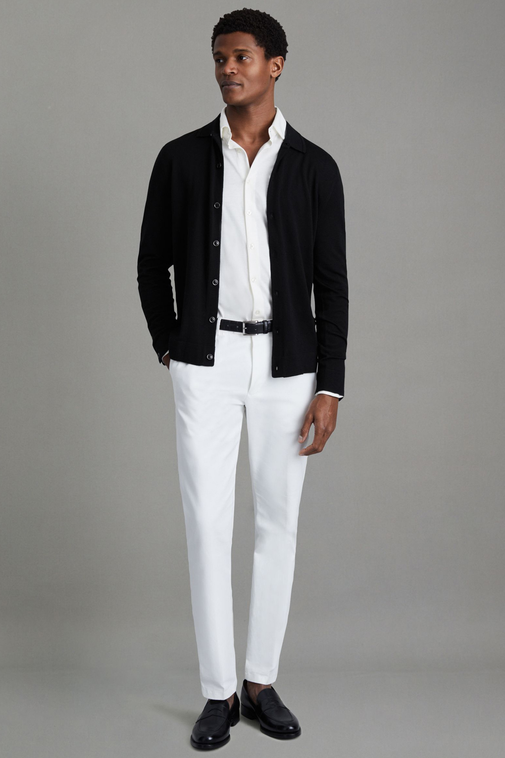 Men's black and white outfit combination