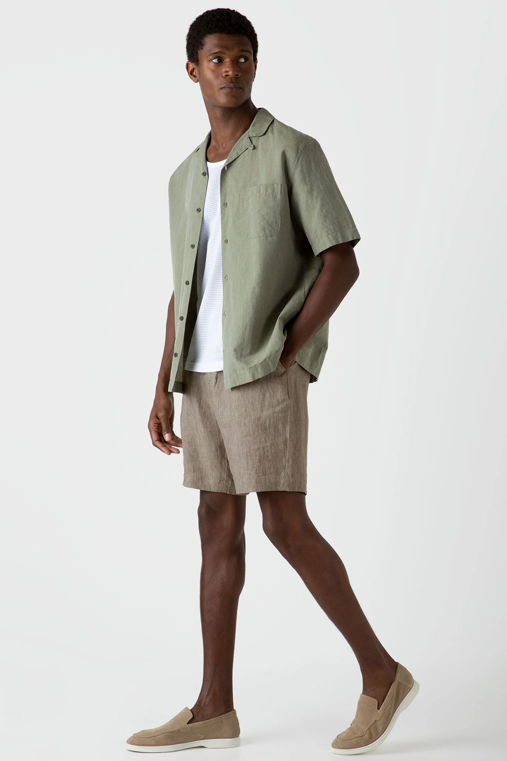 Men's brown and green outfit combination