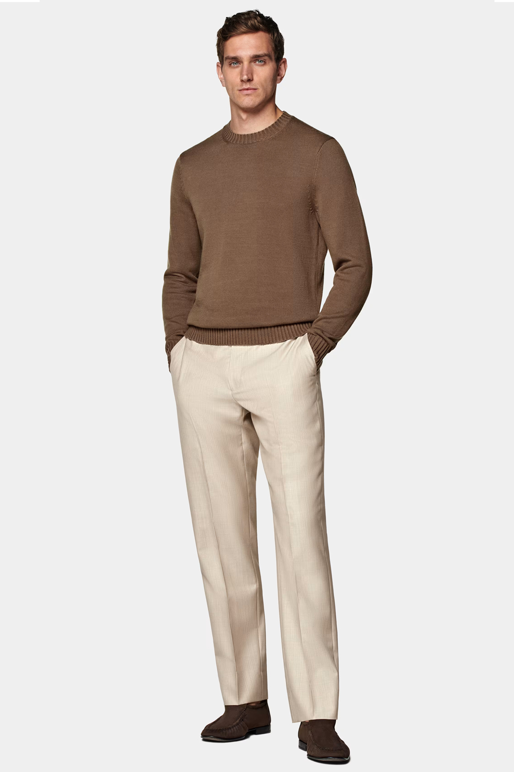 Men's brown and beige outfit combination