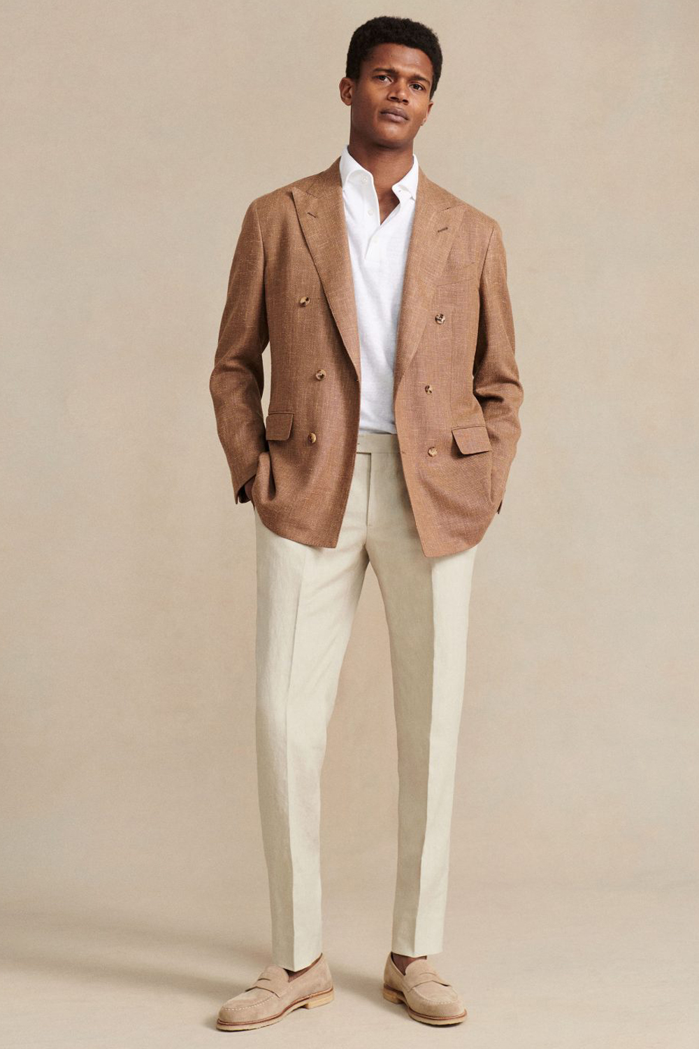 Men's brown and beige outfit combination