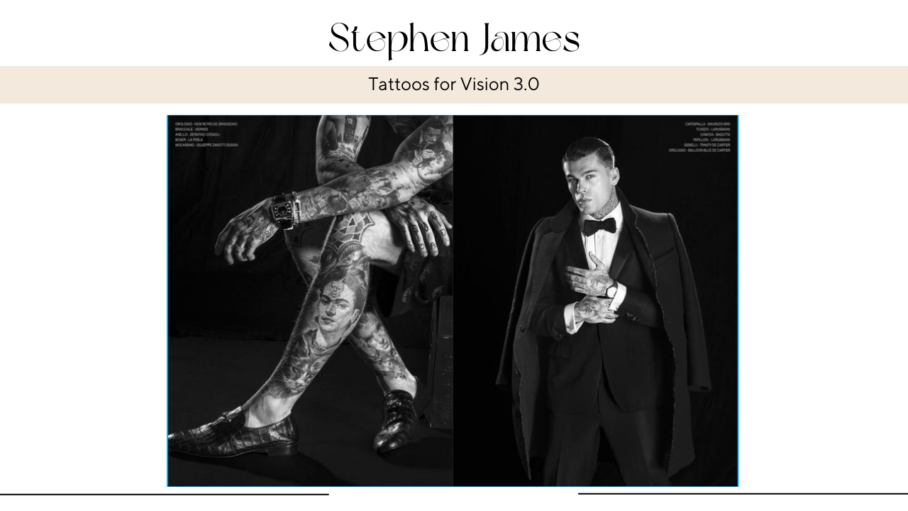 Stephen James Bares Tattoos for Vision 3.0 Cover Shoot